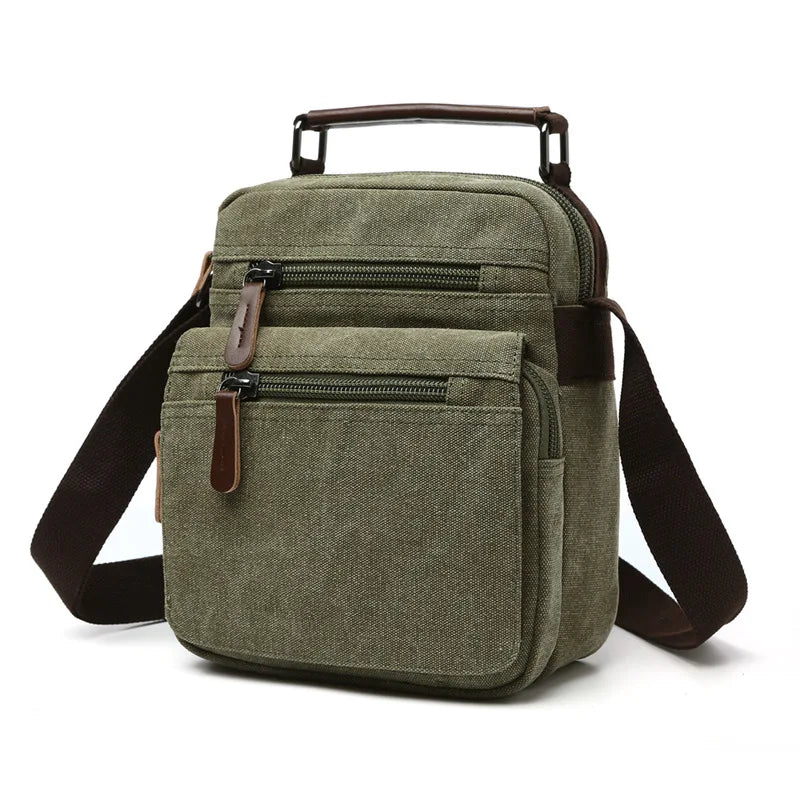 New Fashion Solid Color Square Small Canvas Mens Leisure Shoulder Messenger Bag Chest Bags Cross Body Unisex