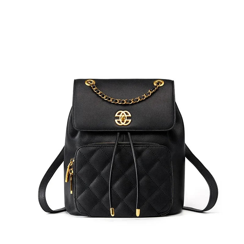New Female Fragrance Chain Schoolbag Texture Commuting Travel Bag Small Backpack Fashion Multi-functional