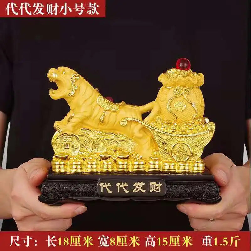 New Feng Shui resin golden Tiger statue Home decoration accessories zodiac tiger home decor Office,hotel decor year of the tiger