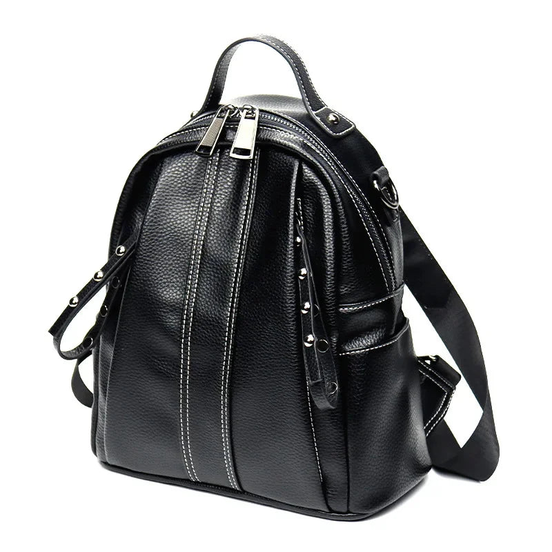 New Genuine Leather Women's Fashion Anti-Theft Ladies Travel Backpack Large Capacity Feminina School Bag