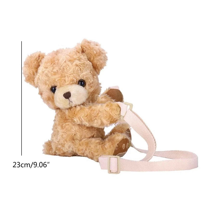 New Girls Cute Smile Bear Shoulder Bag Cartoon Soft Plush Doll Crossbody Bag Coin Purse Women Shopping Dating Bag For Gifts