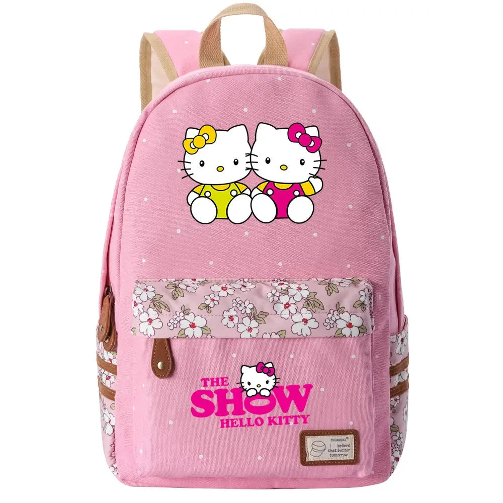 New Hello Kitty Printed Boy Girl Kids School Book Bags Women Bagpack Teenagers Schoolbags Canvas Travel Laptop Backpack