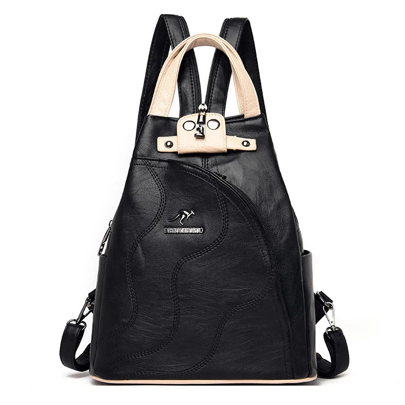 New High Quality Ladies's Leather Vintage Bookpack Large Capacity Travel Backpack Fashion Schoolbag Mochila Women's Shoulder Bag