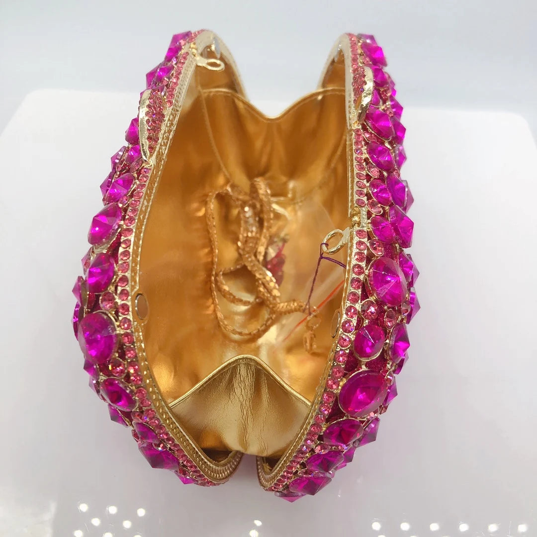 New Hot Pink Woman Stone Clutch Bag Wedding Bridal Dinner Party Diamond Evening Purse Female Crystal Gala Prom Cocktail Handbag