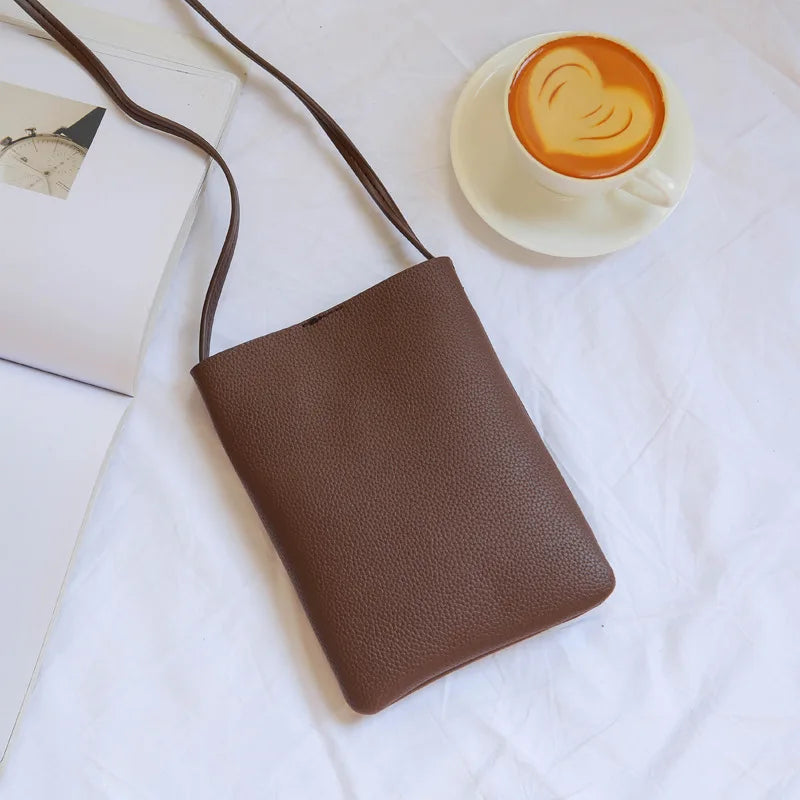 New Japanese Lychee Pattern Mobile Phone Bag for Women Simple Fashion Small Crossbody Bag Shoulder Bags Mini Luxury Handbag
