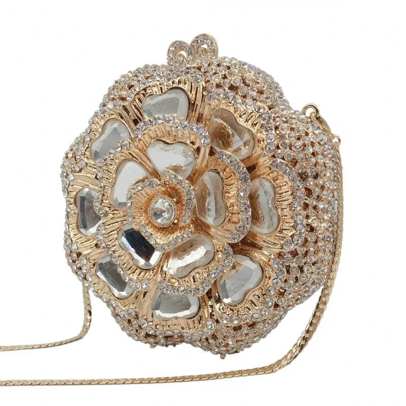 New Luxury Handbags Women Bags High Quality Newest Crystal Diamond Chain Evening Bag Female Prom Purse Bridal Shoulder Bag gold