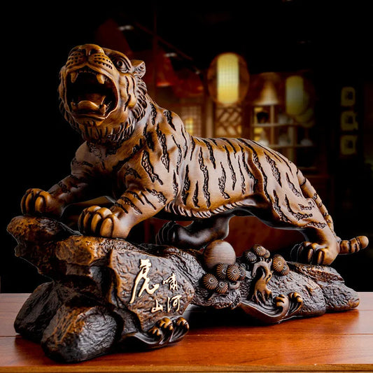 New Majestic Tiger Statue Resin Crafts Animal Figurines Tiger Roaring Sculpture Office Desktop Ornaments Home Decoration Gifts