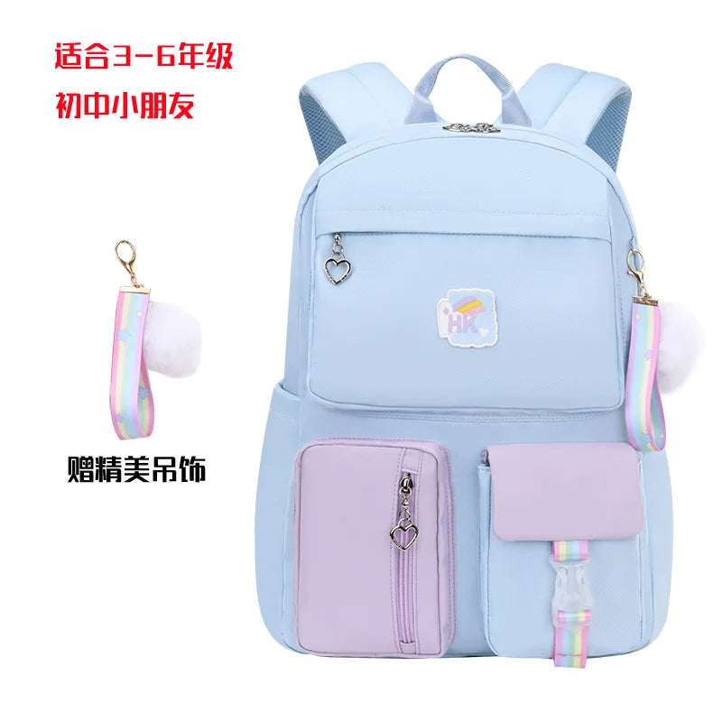 New School Bag 1-6 Grade Princess Girl Spine Protection Waterproof Children's Backpack Simple Large Capacity Schoolbag