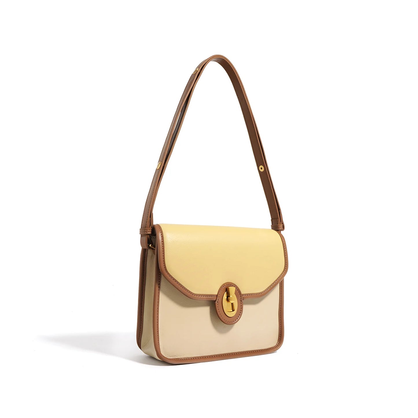 New Simple Color Matching Shoulder Bag 2024 New Commuter All-match Genuine Leather Underarm Pouchniche Female Handbags Purses