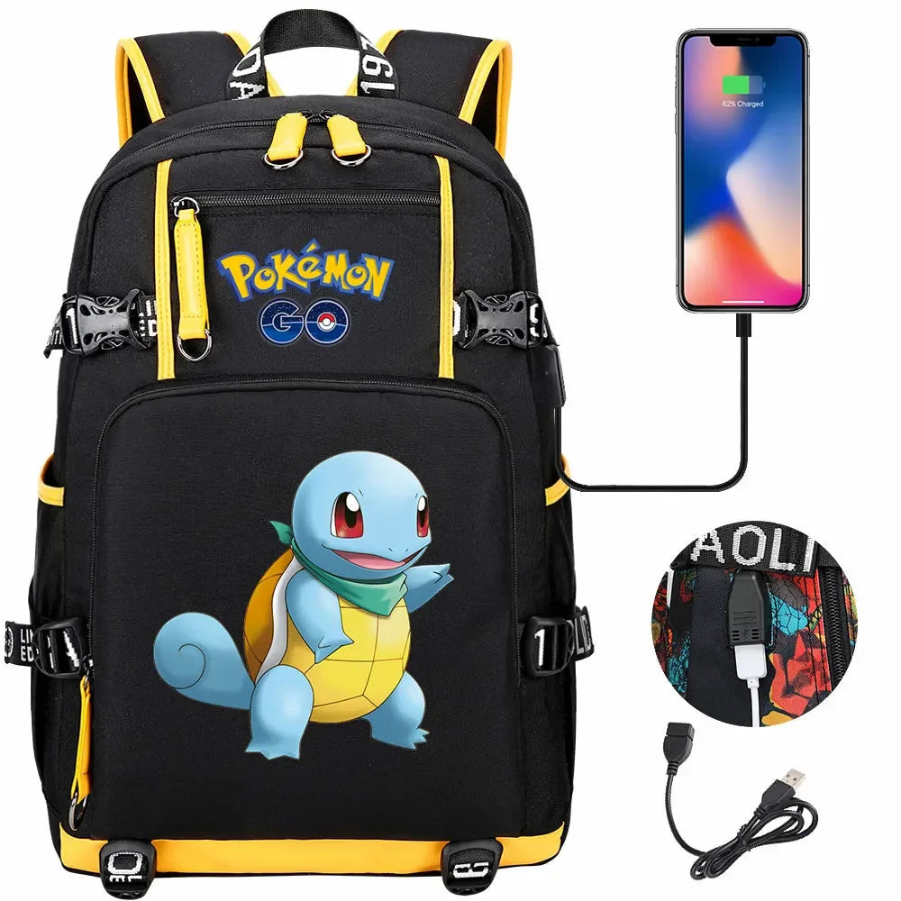 New Squirtle Charmander USB Teenagers Schoolbags Women Men Laptop Travel Backpack Girl Boys Kids School Book Bags