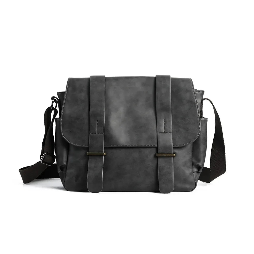 New Vintage Men Shoulder Large Capacity Male Crossbody Messenger Bags Fashion PU Leather Travel Envelope Briefcase