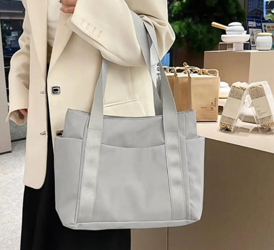 New Women's Bag Solid Color Bag Commuting Shoulder Bag Leisure Simple Large Capacity Nylon Handbag