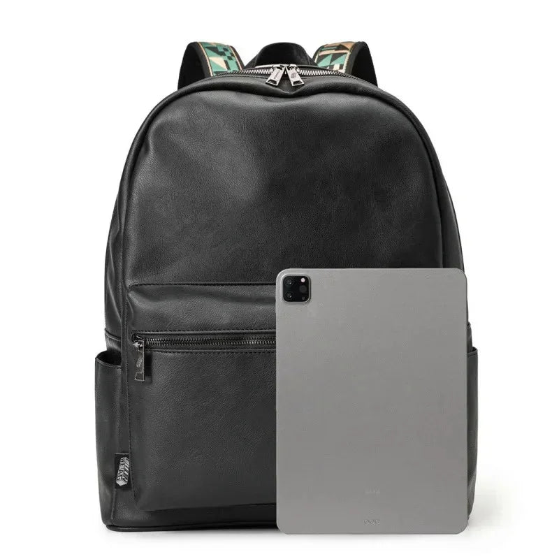 New fashion Men's business leather travel backpack casual student school for boys large capacity laptop bag