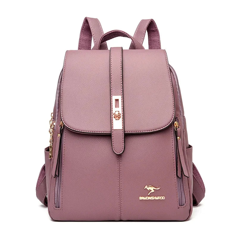 New fashion leather women's casual Feminina travel backpack large capacity student school bags for girls