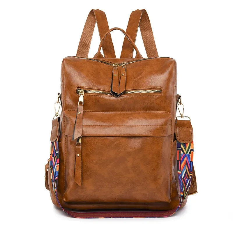 New fashion women's vintage leather ladies travel backpack large capacity student schoolbag
