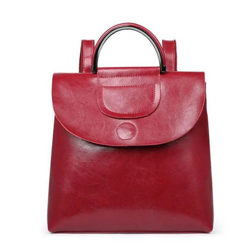 New women's leather bag 2023 summer new street trend luggage leather Guard against theft backpack