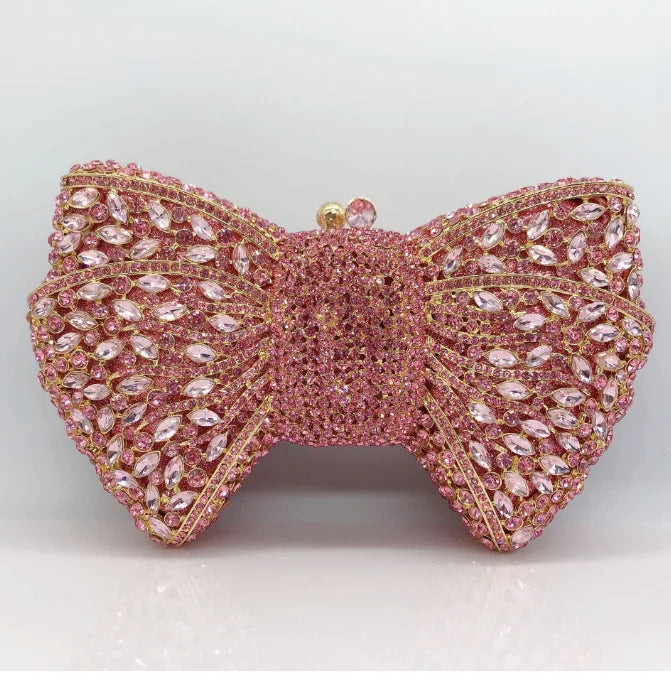 Newest Rhinestone Green/Black Clutch Purse Bow Luxury Diamond Women Red Evening Clutches Bags Wedding Bridal Bag Stones Handbags