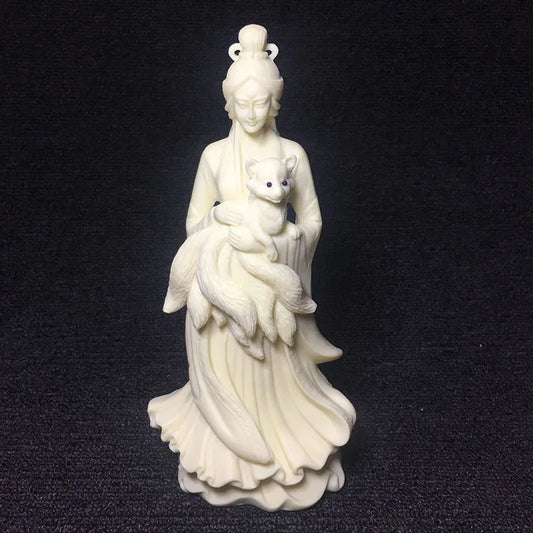 Nine-Tailed Fox Fairy Statue Resin Sculpture High Quality Fairy Home Living Room, Room Decoration Artwork 21cm/8.25 in