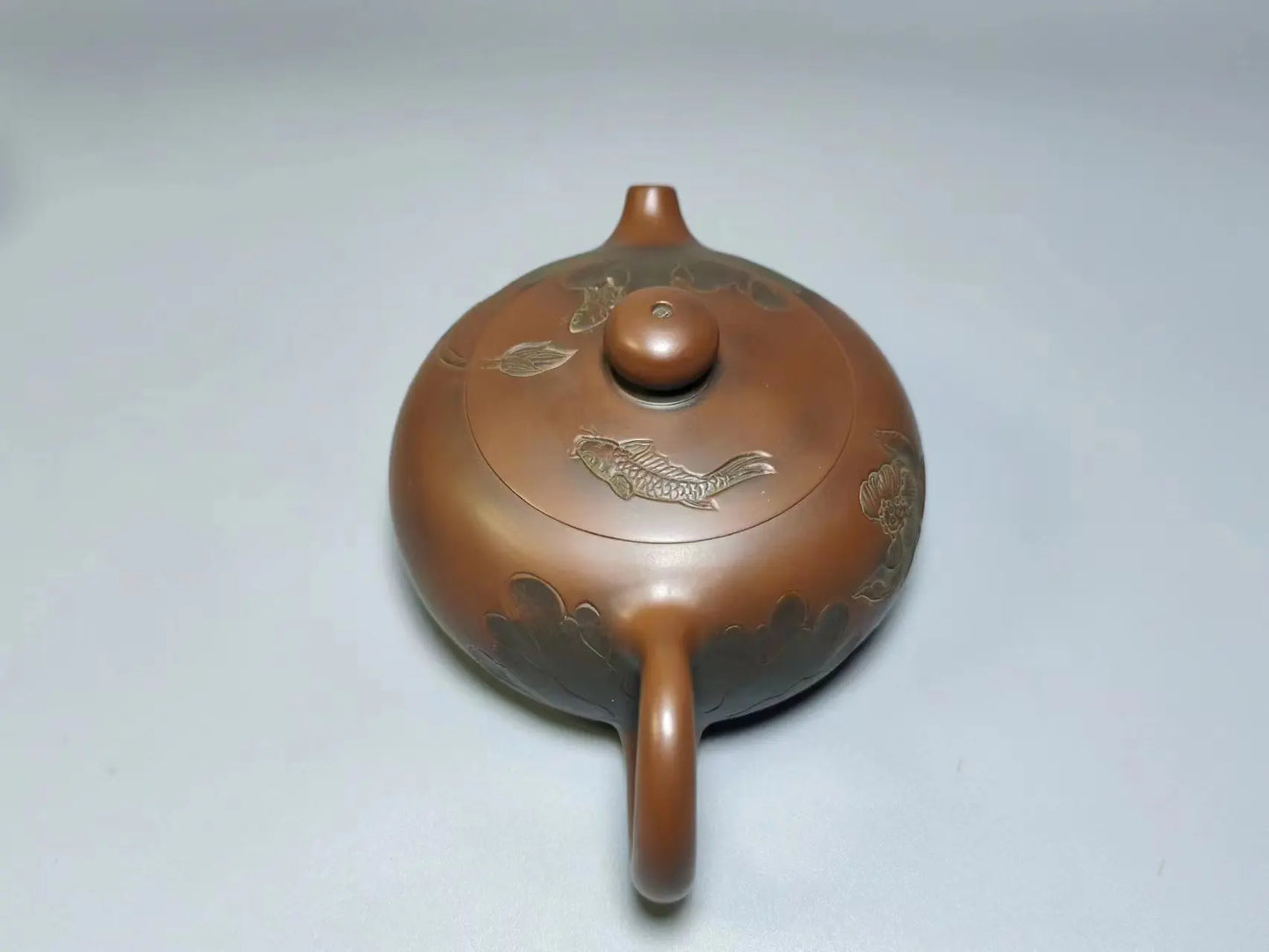 Nixing Clay Handmade Master Fish Lotus Teapot Carving filter handmade nixing clay customized gifts authentic theiere