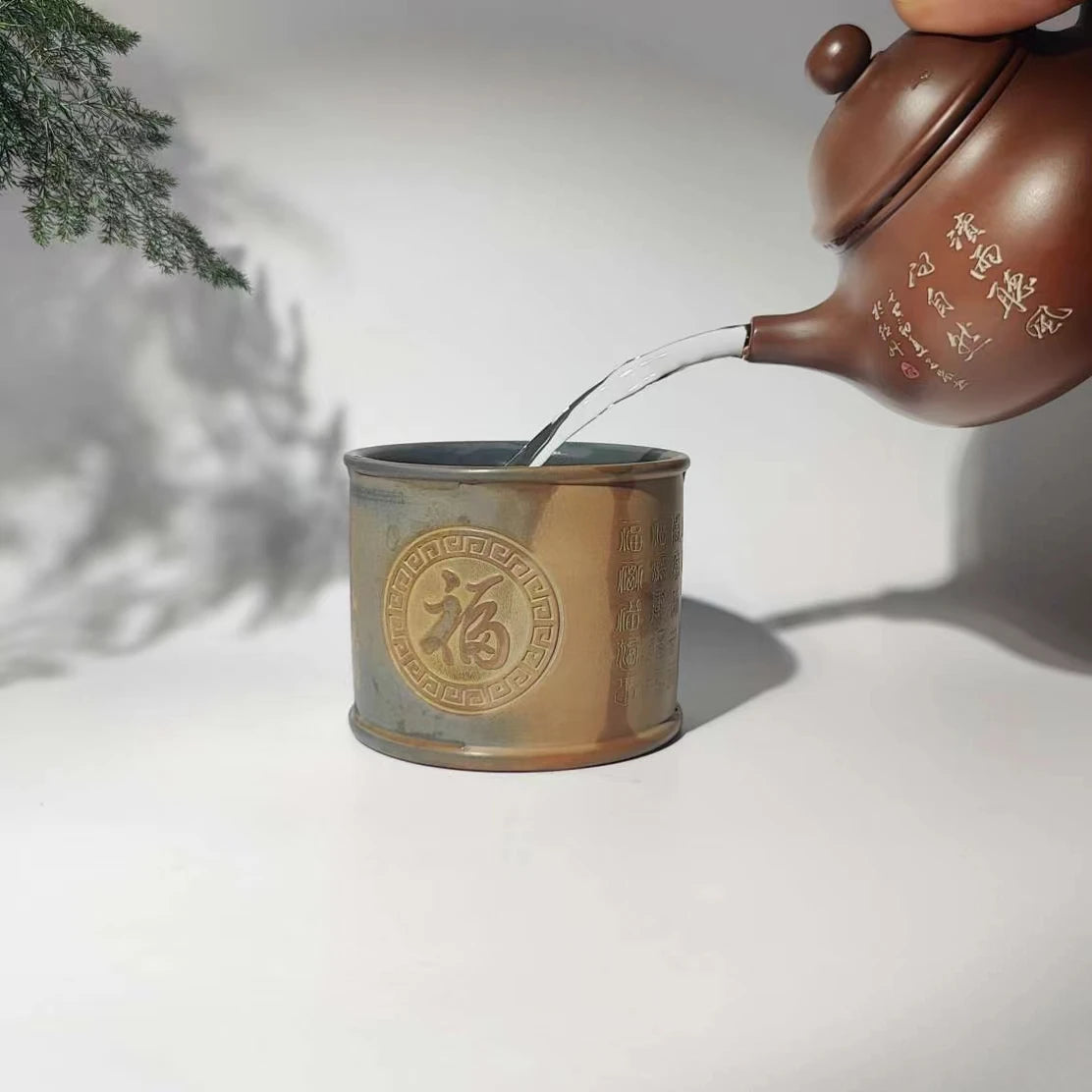 Nixing Handmade Master Liang Zhan Teapot Bamboo Carving filter handmade nixing clay customized gifts authentic theiere