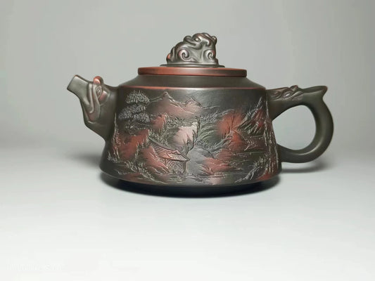 Nixing Handmade Teapot Master Landscape Carving filter handmade nixing clay customized gifts authentic theiere