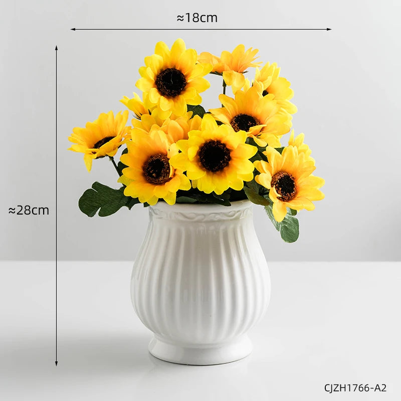 Nordic White Ceramic Vase modern Decoration round vases Home Decor Fairy Garden Dried Flowers Pot living room interior design