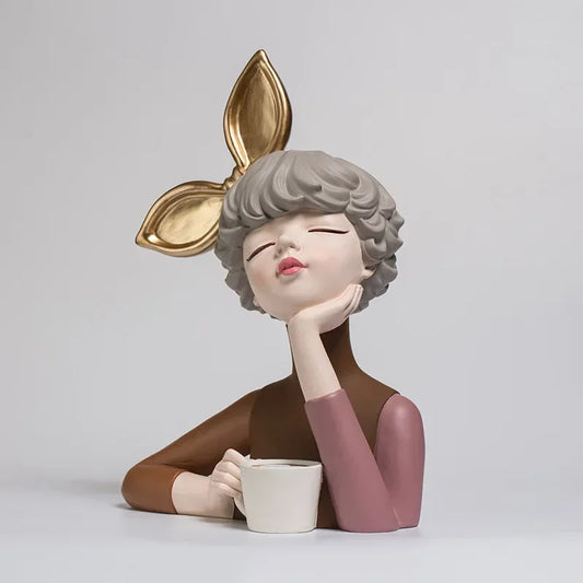 Nordic ins Girls Ornament Resin People Statue Room Decoration Living Room Decor Cute Craft Gifts Sculpture Modern Decoration