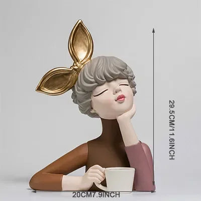 Nordic ins Girls Ornament Resin People Statue Room Decoration Living Room Decor Cute Craft Gifts Sculpture Modern Decoration