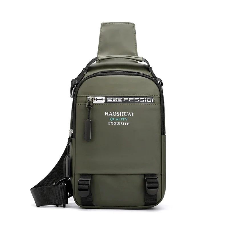 Nylon Backpack Rucksack Bags for Men USB Charging Port Male Military Cross Body Messenger Chest Pack Bag Sling Daypack