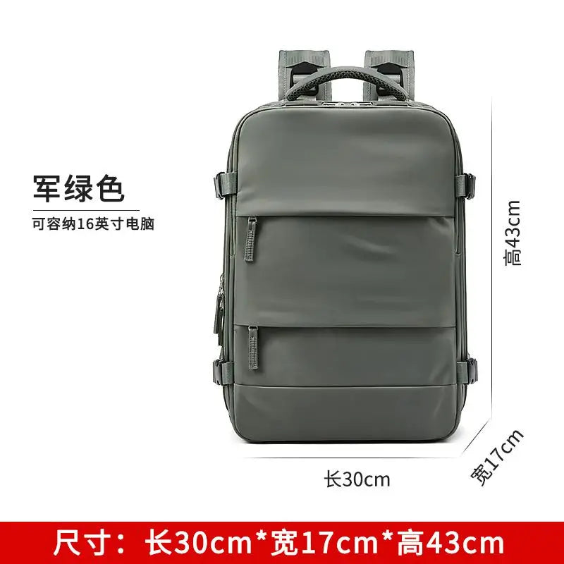 Nylon Backpack for Women USB Charging Waterproof Men's Back Pack 15 Inches Laptop Bag 30L Big Capacity Outdoor Travel Shoes Bag
