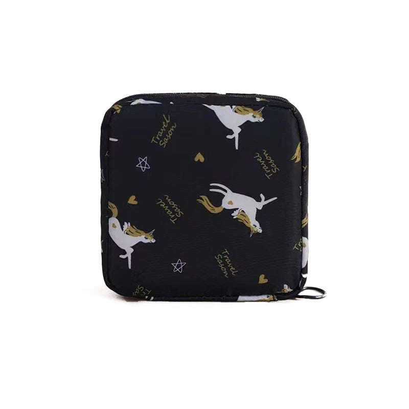 Nylon Sanitary Napkin Storage Bags Period Bag Pad Bags School Sanitary Pouch with Zipper for Teen Girls Women Ladies