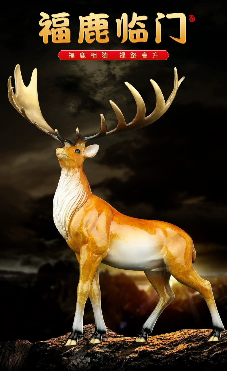Copper Milu deer statue placed pieces of Feng Shui home decoration hotel office family decoration accessories home decor