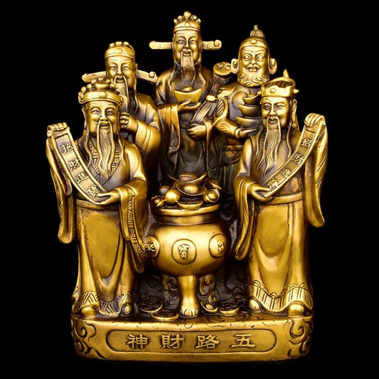 OP GOOD foreign business gift CHINA beijing opera ART FACE PU gilding fan copper statue with box --Collector Edition