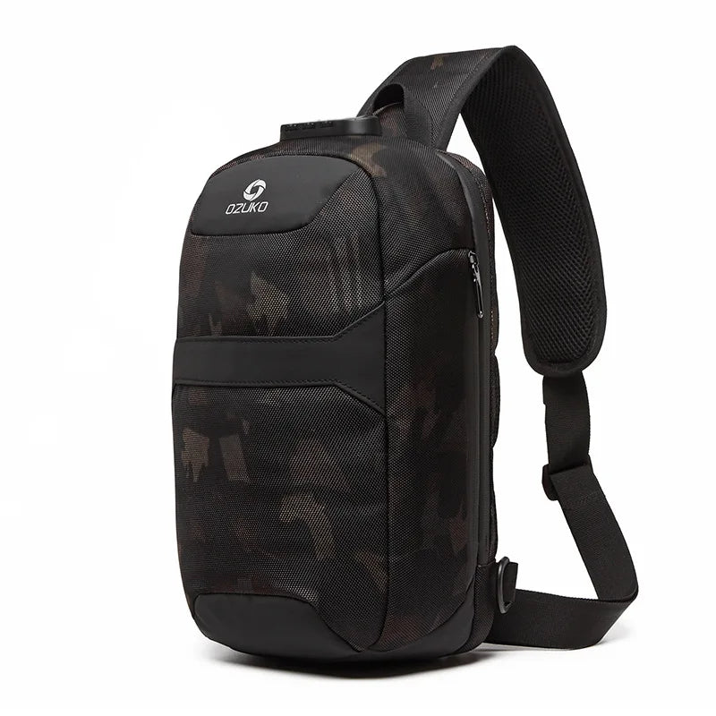 OZUKO Anti-theft Crossbody Bags Male Waterproof USB Charging Chest Pack Short Trip Messenger Sling Bag Shoulder Chest Bag