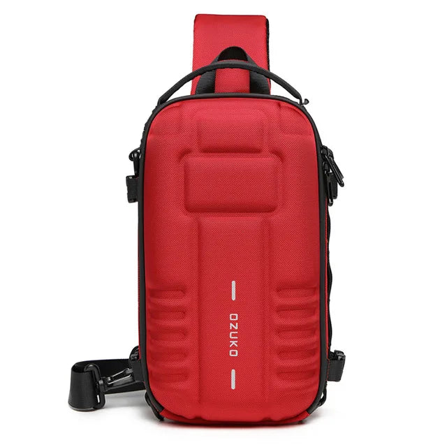 OZUKO Chest Bag Hard Shell Men Sports Shoulder Bag Multifunctional Large Capacity Waterproof High Quality Outdoor Tactical Bag