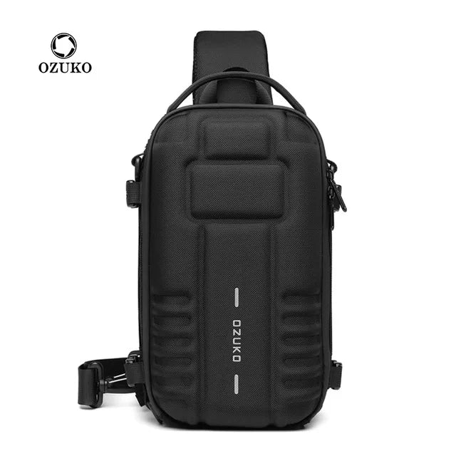 OZUKO Chest Bag Hard Shell Men Sports Shoulder Bag Multifunctional Large Capacity Waterproof High Quality Outdoor Tactical Bag