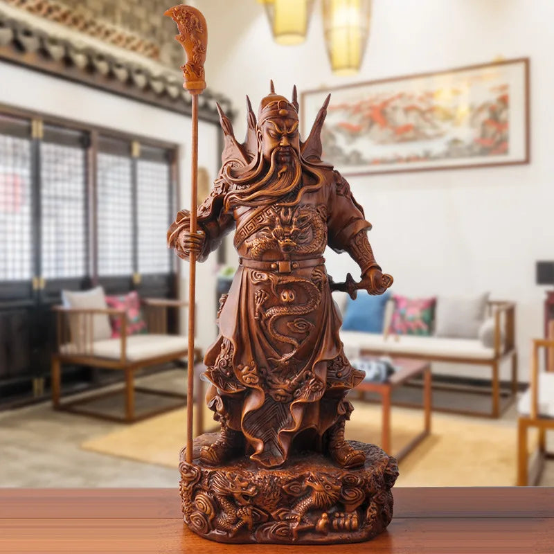 Oversized Guan Gong, God of Wealth Figure Statue Resin Sculpture Home Living Room Office Decoration Feng Shui Statue 16.8in