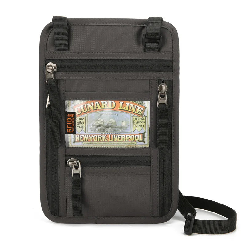 Oxford Passport Bag with RFID Blocking Neck Card Pouch Multifunction ID Wallet Waterproof Card Holder Lightweight