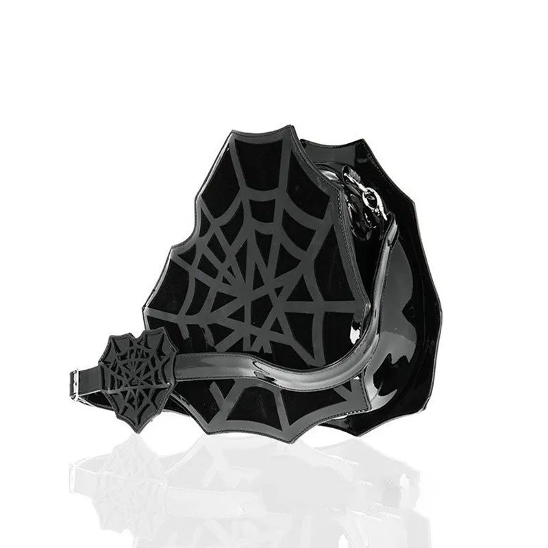 PU women's shoulder Bag Dark Wind Spider Web skew Bag Punk Halloween Creative women bag