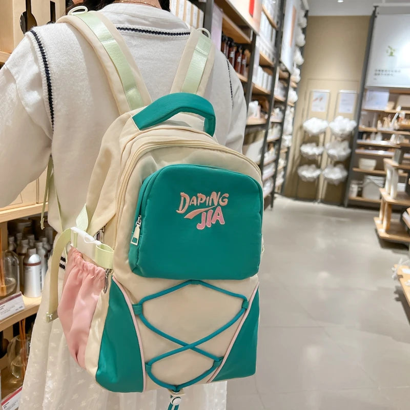 Panelled Nylon School Backpack Bags For Girls Backpacks Child Girl Laptop Kawaii Back Packs Bag For Women Cute Schoolbag