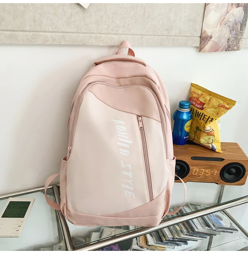Patchwork Color Woman Backpack Korean Boys Girls Campus Style Student Schoolbag Nylon Waterproof Travel Bag Fashion Rucksack