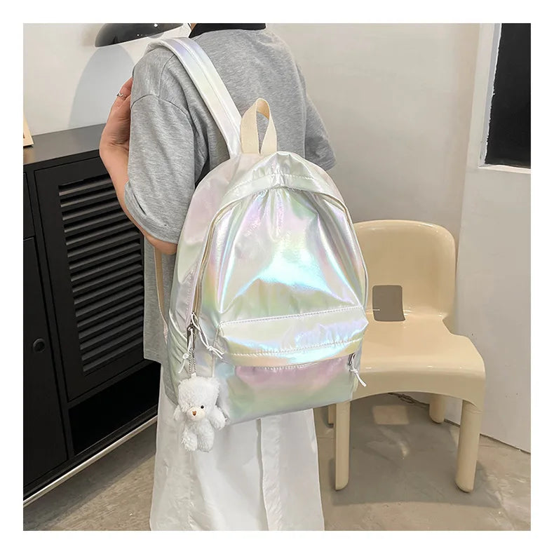 Personalized Embroidered Fashion Hologram Backpack Laser Shiny School Backpack Custom Any Name Daypack