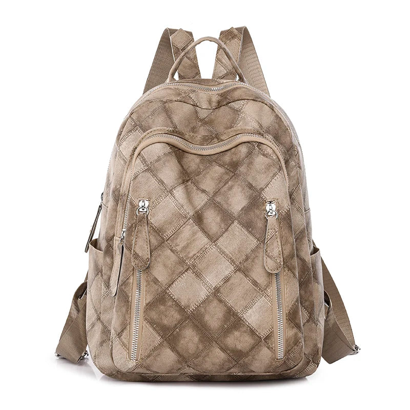 Plaid Vintage Woman Backpack Fashion Ladies Travel Rucksack Casual Women College Student Schoolbag