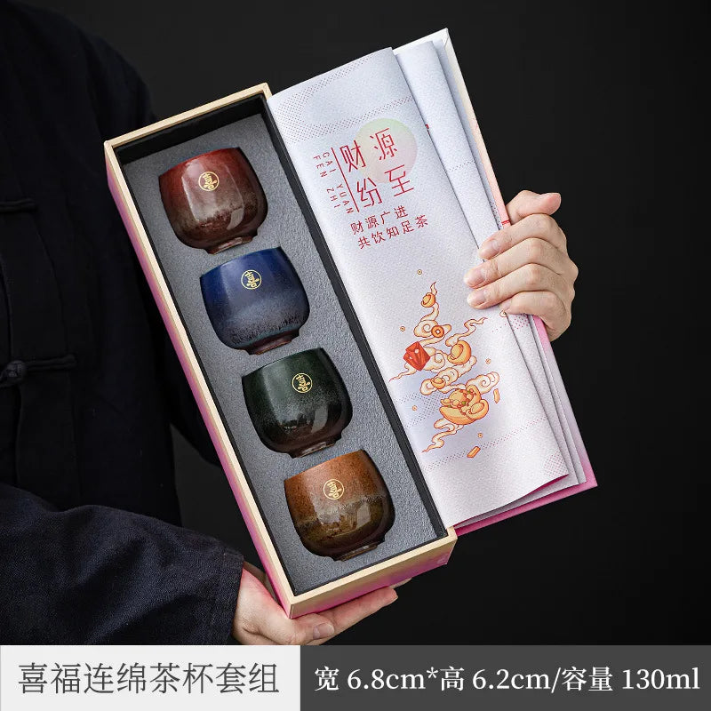 Porcelain Master Kung Fu Tea Cup Set Festive Tea Bowl Tea Single Cup Tea Set Gift Box For Free Customization