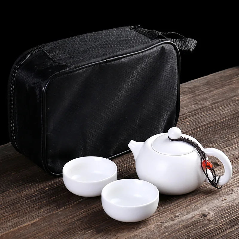 Portable Ceramic Teaware Set Chinese Kung Fu Teaset Teapot Traveller Teaware with Bag Teaset Gaiwan Tea Cups of Tea Ceremony