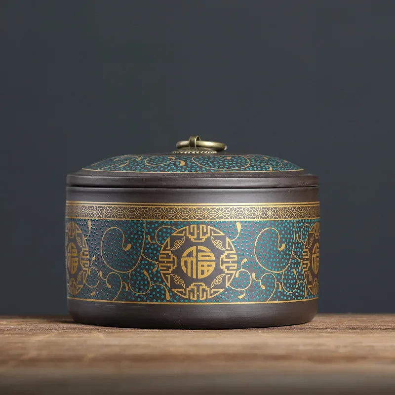 Portable Sealed Tea Caddy Coffee Canister Spice Organizer Purple Clay Tea Jar Tieguanyin Containers Travel Tea Bag Storage Box