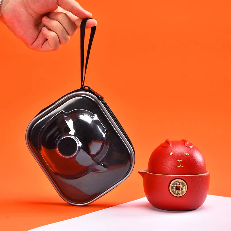 Portable Travel Tea Set Express Cup 1 Teapot 2 Teacups Portable Tea Pot Tea Cup Outdoor Gift Tea Set Ceramic Teapots Gaiwan Cups