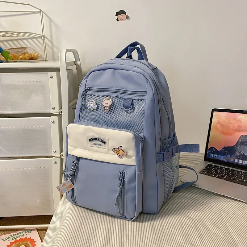 Primary Middle Schoolbags Korean Style Large Nylon Cloth Girls School Bag Lightweight Spine Protection Student Bag Backpack