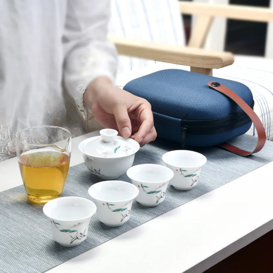Private Customize Chinese Tea set Tea Set Ceramic Portable Teapot Set Travel Gaiwan Tea Cups of Tea Ceremony Teacup Fine Gifts