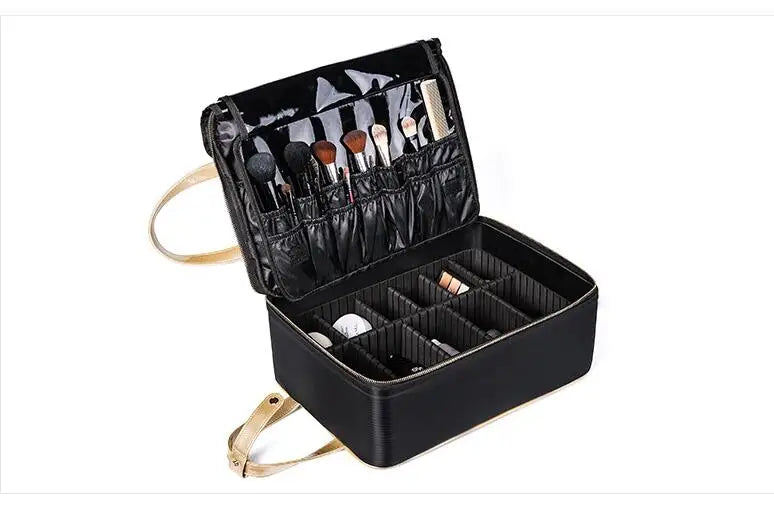 Professional Makeup Handbag Organizer Bag cosmetic suitcase Bursh Makeup Bag 5 Layers Travel Makeup Backpack Large Cosmetic Bag